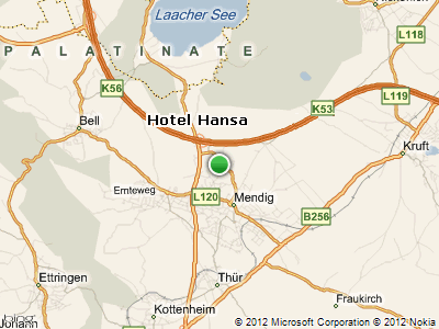 bersichtskarte - Hotel HANSA - Landkreis Mayen-Koblenz - Laacher See - Autobahn A 61 - Mendig, Maria Laach